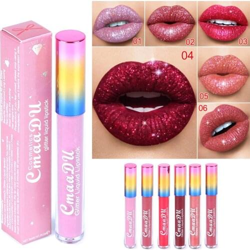 CmaaDU Matte To Glitter Liquid Lipstick Chameleon Gold Metal Matte Lip Gloss Long Lasting Waterproof Pearl Colour Lip Tint Lips