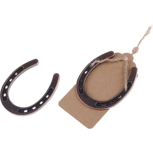 DIY Blank Card Baby Shower Souvenir Metal Horseshoe Wedding Gifts Souvenirs Wedding Table Centerpieces Kraft Paper Tags