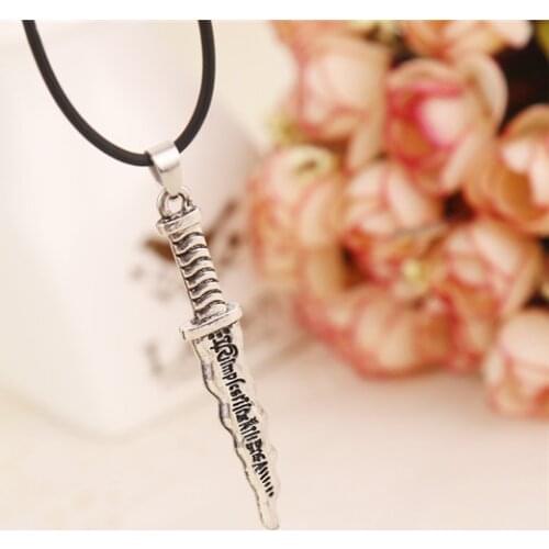HOT New Snow White Once Upon A Time Rumpelstiltskin Dagger Pendant Necklace Vintage Ancient Silver Necklace Wholesale 24pcs/lot