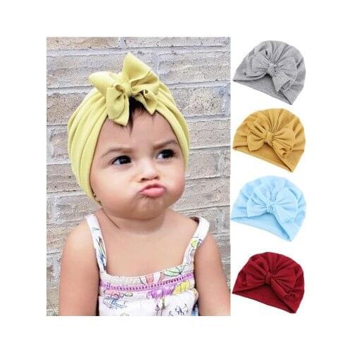 Classic Baby Girls Warm Hats Infant Lovely Bowknot Hats Baby Kids Bonnet Beanie Turban hat Head Accessories