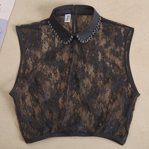 Lace fake collar rhinestone decoration ladies save shirt cute Sweet rose fake collar crystal bead new style simple shirt collar