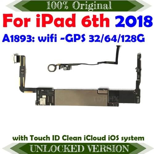 A1893 Wifi version Clean iCloud For iPad 6 th 9.7inch Motherboard Unlocked with full chip for iPad 2018 6th version