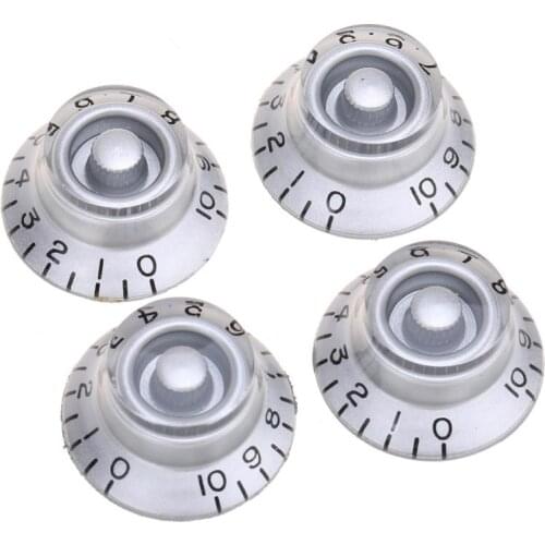 Musiclily Pro Left Handed Imperial Inch Size Guitar Bell Top Hat Knobs for USA Made Les Paul Style, Silver (Set of 4)