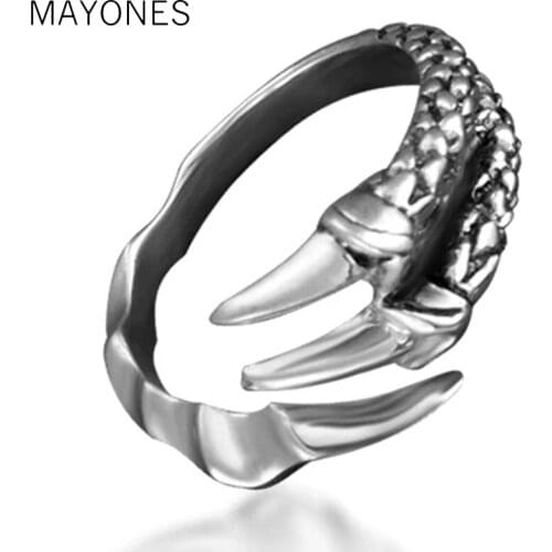 MAYONES Dragon Claw Solid Thai Silver Rings for Men Women Jewelry Real Genuine 925 Sterling Silver Ring Birthday Gift