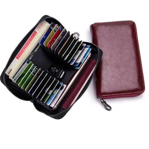 Man Woman Card Holders Wallet Genuine Leather Male Business RFID Cards Wallet High Capacity Female Credit Holders Purses