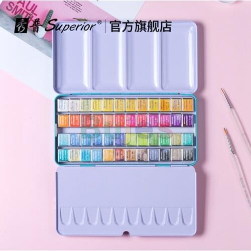 Superior Solid watercolor paint watercolor painting set portable mini paint children 12 24 36 48 colors Folding design easy use