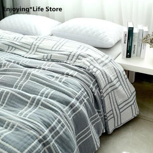 New Japan Pure Cotton Thickened Blanket Single Double Soft Cotton Breathable Towel Blanket Summer Quilt