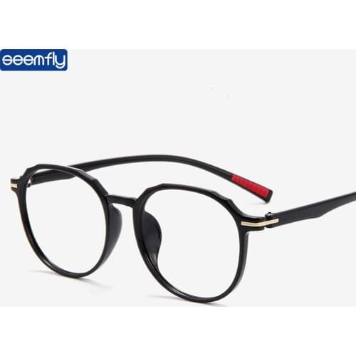 Seemfly Retro Oversized Polygon Glasses Frame Transparent Color Frame Optical Glasses Ultra Light Flat Lens Spectacles Unisex