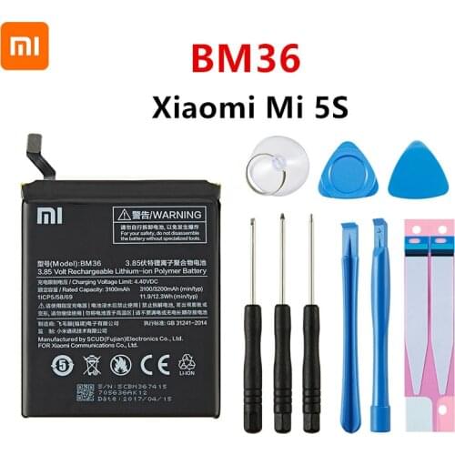 Xiao mi 100% Orginal BM36 3200mAh Battery For Xiaomi Mi 5S MI5S M5S BM36 High Quality Phone Replacement Batteries +Tools