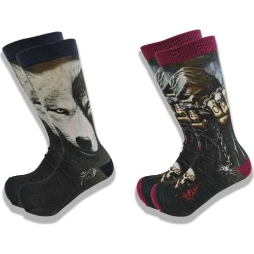 A Pair of Autumn and Winter Mens Wear Oversized Socks Animal And Horror Film Image High Quality Middle Tube Comfortable