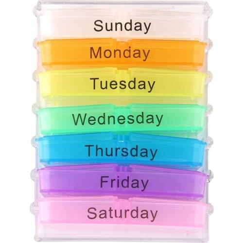 Plastic Medichine Box Seven Day Large Pill Box Medicine Tablets Holder Dispenser Pills Organiser Fashion for Seniors Athletes