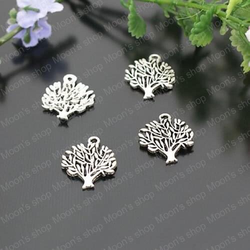 Wholesale Antique Silver color 16mm Tree Alloy Charms Pendants DIY Fashion Jewelry Findings Accessories 50 pieces(JM264)