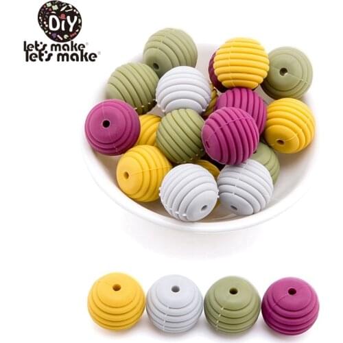 Lets make Silicone Teethers 15mm Spiral BPA Free 50PCS Threaded Beads DIY Pacifier Chain Accessories Silicone Beads For Baby