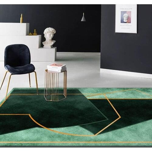 Nordic Light Luxury Green Area Rugs Abstract Geometric Marble Pattern Living Room Decor Non-Slip Floor Mat Kids Bedroom Carpets