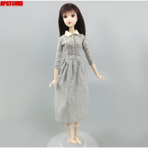 Grey Long Sleeve Cinderella Dress For Barbie Doll Clothes Casual Wear Dress For 1/6 BJD Outfits Dolls Accessories Kids Toys