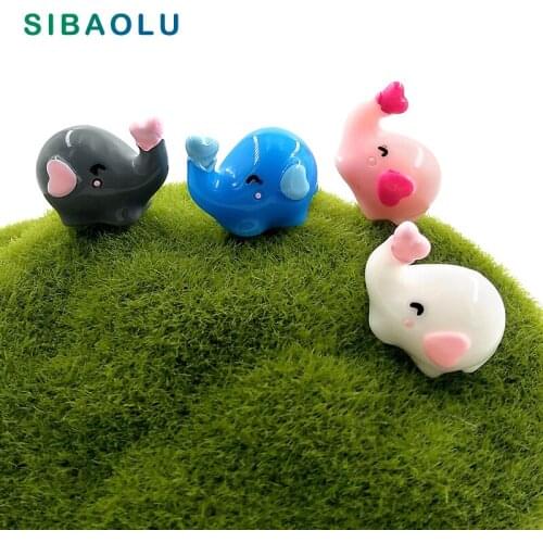 Love Elephant miniature cartoon figurine Pink Blue grey white decoration mini fairy garden animals statue toy gift resin craft