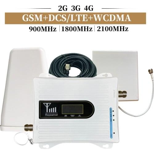 70dB Gain 2G 3G 4G Tri Band Booster GSM 900+DCS/LTE 1800+UMTS/WCDMA 2100 Phone Signal Repeater Mobile Cellular Amplifier Antenna