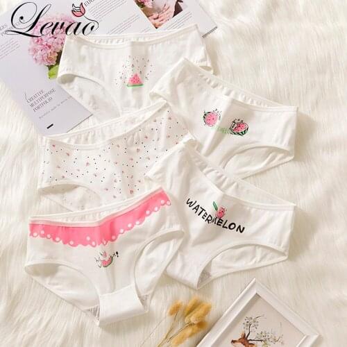 LEVAO Women Cartoon Panties Cotton High Quality White Knickers Fashion Ladies Cute Briefs Breathable Underwear Fruit Lingeries