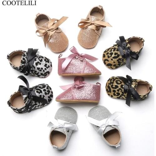 COOTELILI Leopard Baby Moccasins Infant Anti-Slip Bling-Bling First Walker Soft Soled Newborn 0-18 Months Princess Baby shoes