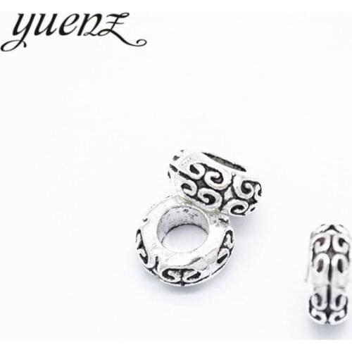 YuenZ 10pcs Spacer Beads Charms Antique Silver colour Big Hole Spacer Beads Charms Pendants For Bracelets Jewelry Making R212