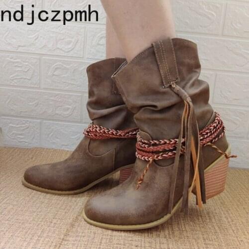 Autumn and Winter Classic Fashion Women Boots Color Matching New Punk Black Chelsea Boots Pumps Shoes for Women Plus Size 34-43