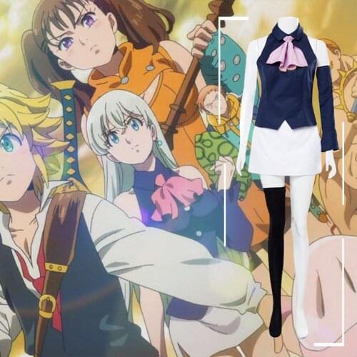 Anime The Seven Deadly Sins: Prisoners of The Sky Elizabeth Liones Cosplay Costume Girls Women Waitress Uniform