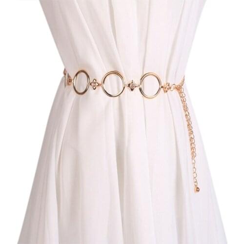 Ladies Girls Metal Gold Waist Chain Belt Bridal Wedding Party 110cm