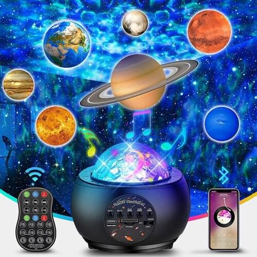 10 Planet Starry Sky Projector Lamp Wireless Remote Control Music Night Light 5V DQ-M3 USB Blue-tooth IT Card Decor Lighting