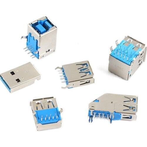10pcs USB3.0-AM/AF 90/180 degree USB A female connector A male connector B female square mouth A type B type interface connector
