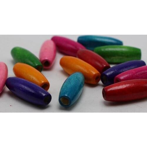 100 Mixed Color 22X8mm Oval Wood Beads~Wooden