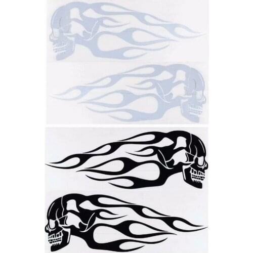 2pcs Universal Car Sticker 34x12.7 Skull Flame Stripes Gas Tank Vinyl Sticker Decal Moto Bicycle Decal for Honda YAMAHA SUZUKI