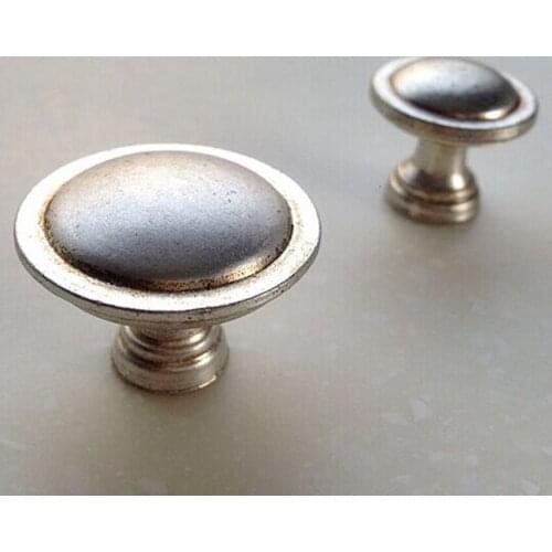 27mm Drawer knob pull dresser pull knob antique silver kitchen cabinet cupboard knob Retro old furniture knob pull handle