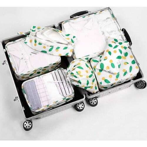 3SET / LOT Nylon Packing Cube Travel Bag System Durable 7 Pieces One Set Large Capacity Of Unisex Clothing Sorting Organize