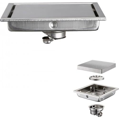 304 Stainless Steel 15 X 15cm Bathroom Tile Insert Square Shower Floor Drain, Outlet Diameter 36mm