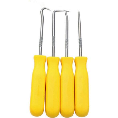 4 pcs Car Stainless Steel Oil Seal Screwdriver Craft Hobby Auto Small Parts O-Ring Seal Remover Hook disassembly Tool Kits