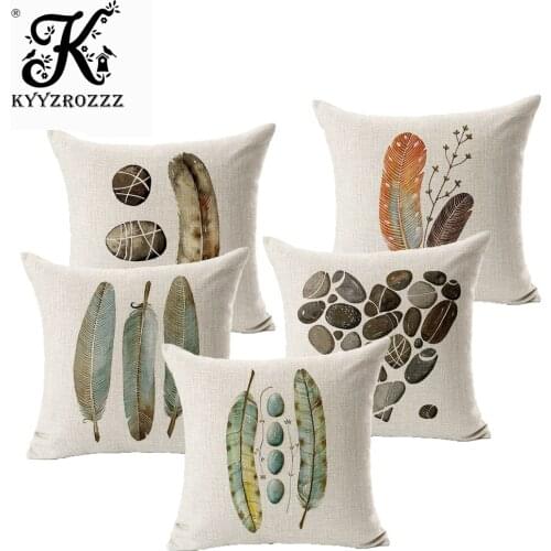 45 X 45cm Hand-painted Feather Stone Theatrical Cotton Cushion Cover Pillow Cover Pillow Case For Bed