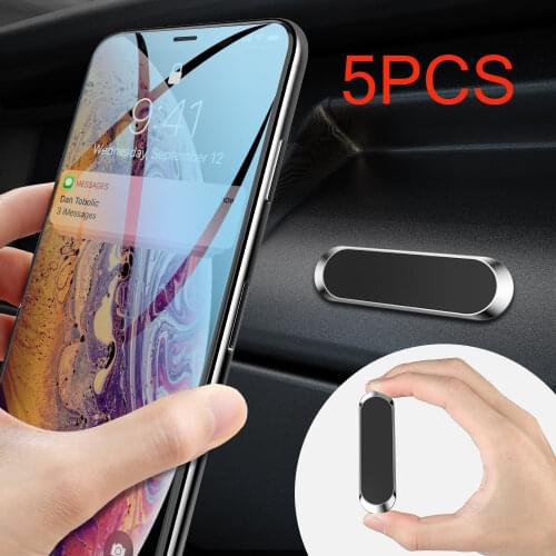 5PCS Magnetic Car Phone Holder mini Strip Paste Stand For iPhone Samsung Xiaomi Wall Zinc Alloy Magnet GPS Car Mount Dashboard