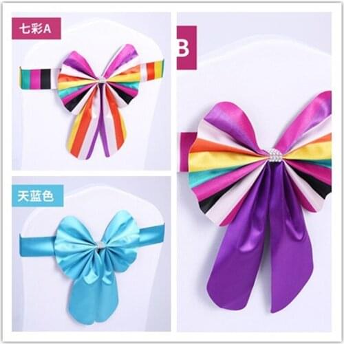 24 COLORS 50PCS Wedding Banquet Chair Cover Bands with Bow Chair Bands Sashes Wedding Party Bow Buckle Band CR-989