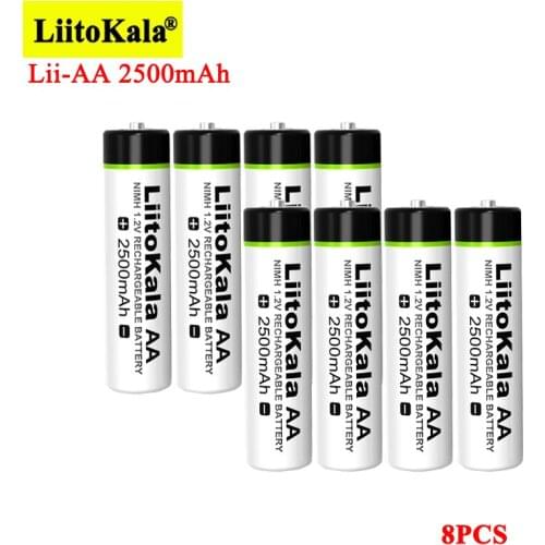 8pcs Liitokala 1.2V AA 2500mAh Ni-MH Rechargeable battery aa for Temperature gun remote control mouse toy batteries