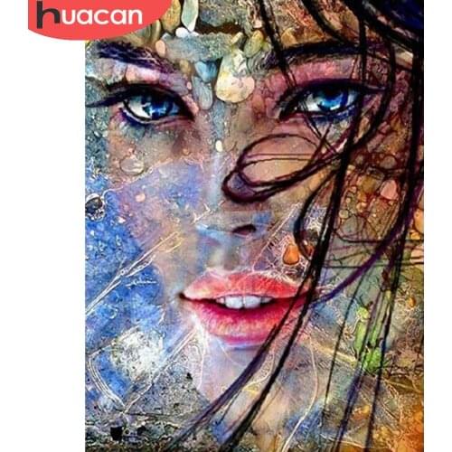 HUACAN 5d Diy Diamond Painting Mosaic Woman Wall Decor Diamond Embroidery Cross Stitch Fantasy Girl Crystal Hobby
