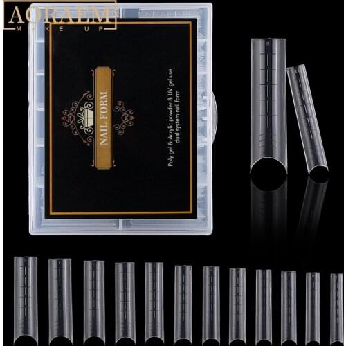 AORAEM Gel Nail Mold Forms Set 120PCS Press On Nail Half Cover Clear Dual Form Quick Building C U False Tips Acrylic Manicure