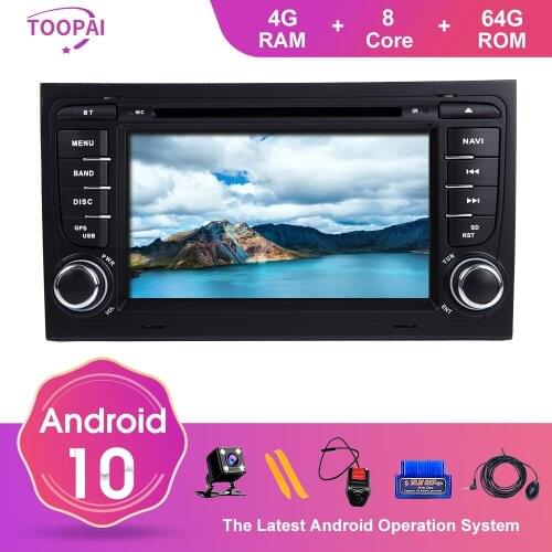 TOOPAI Android 10 For Audi A4 S4 2002-2008 Auto Radio Stereo Head Unit GPS Navigation Car Multimedia Player DVD CD SWC 4GB 64GB