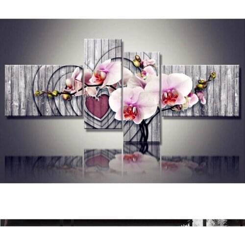 Magnolia flower 4 Piece Set diamond embroidery cross stitch diamond painting"Heart Orchid"home decorative gifts needlework