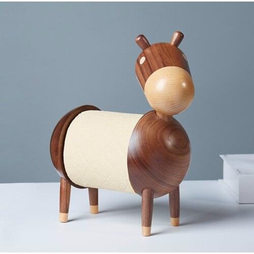 Wood gift solid wood donkey tabletop living room tissue box paper towel rack toilet paper holder stand rolling paper shelves