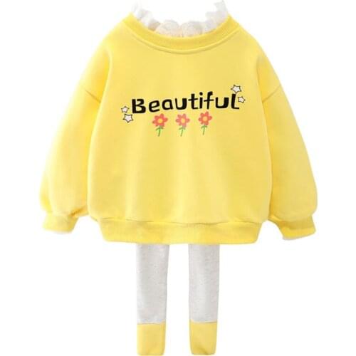 Kids Baby Girls Suit Spring Autumn 2021 New Cute Letter Flower Long sleeve+Tight Trousers/2Pcs Children Clothing Tracksuits 0-4Y