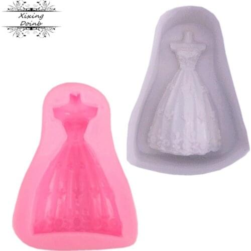 DIY wedding dress dress shape cake fudge silicone mold wedding cake decoration tools Chocolate Mold baking supplies