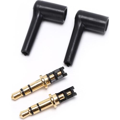 Hot Sale 1/2pcs 3/4 Pole 3.5mm L-shaped stereo headphone Plug Repair Earphones Male 90 right angle degree Jack Soldering