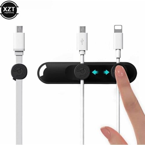 Magnet Desktop Line Clip Tidy Mobile Phone Wire Management Data Charging Cable Organizer Holder Silicone Cable Winder