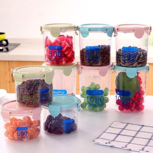 Multi-functional Clear Plastic Sealed Cans Storage Tank Kitchen Dry Food Containers Home Grain Storage Jar Non-toxic Tasteless