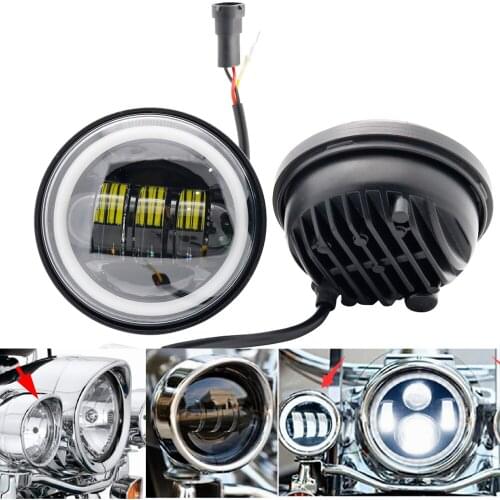 Motorcycles 4.5Inch Round Auxiliary Light with Halo White DRL For motor Ultra Classic Road King Electra Glide Softail Yamaha